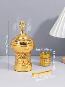 1Pc/1Set Light Luxury Metal Incense Burner, Middle Eastern Arabic Style Bakhoor Burner. Suitable For Home Decoration, Bedroom, Living Room (As Centerpiece), Office, Yoga Studio, Party, Creating An Elegant Atmosphere. It Can Also Be Used For Temple Decoration. This Aroma Burner Is An Ideal Gift For Holidays