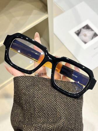 1pc Plastic Square Full Frame New Classic Elegant Modern Simple Style Women Clear Eyeglasses For Outdoor Travel Daily Life Office Reading Watch TV Play Games Phone Reading Business Decoration