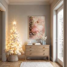 1件圣诞芭蕾舞女演员墙饰，胡桃夹子芭蕾舞主题圣诞装饰，粉色芭蕾节日可打印艺术，帆布壁挂，房间海报，家居装饰，房间装饰美学，房间装饰用品。可选画框，房间装饰。 - 1pc - 查看 11