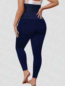 1 buc. Pantaloni de yoga cu talie înaltă, mărime plus, cu nasture, talie subțire, versatili pentru sport, ținute casual și straturi, potriviți pentru primăvară, vară, toamnă, iarnă - Albastru marin - Vizualizare 6