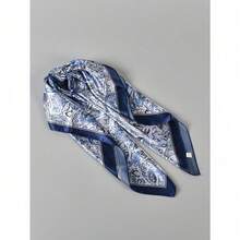 1pc Paisley Pattern Bandana Women Head Scarf Fashion Head Scarf Bandana,Hair Band,Head Band Ideal For Dressing Up Your Look - 藏蓝色 - 查看 2