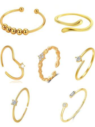 925纯银简约开口戒指，精致的三叶草和水滴设计，时尚女士戒指