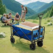 Portable 30" Collapsible Wagon Cart, Heavy Duty Folding Utility Wagon With 360lbs Load, All-Terrain Wheels For Camping, Beach, Garden & Grocery Shopping - 黑色 - 查看 5