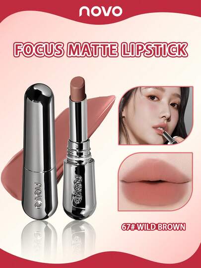 NOVO Waterproof, Sweat-Resistant Velvet Matte Lipstick, Long-Lasting, Vivid Color, Suitable For Daily Use, Travel, Outdoor, Festivals, Birthdays, Graduations, Parties, Fashion Makeup