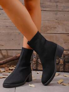 Fashion Round Toe Chelsea Boots, Breathable Mid-Calf Casual Outdoor Wear Versatile Women Boots, Suitable For Sports, Home, Holidays