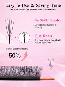 12 Rows YY/3D/4D/5D Eyelash Extension New Style U Shape W Bloom Lashes Premade Fans Lightweight Fluffy Mink Faux Eyelashes - Black-curl:D - View 2