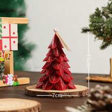 1pc Christmas Big Leaf Cedar Christmas Tree Shaped Scented Candle, Home Decor Ornament, Holiday Gift, No Wooden Base, Product Weight: 100g, Size: 7*10cm, Kraft Paper Box