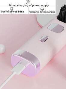 Cepillo alisador de cabello inalámbrico con iones negativos USB, 2 en 1 para alisar y rizar, pantalla LCD portátil, cepillo alisador recargable, alisador de cabello sin cable