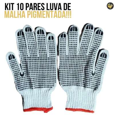 Kit 10 pares Luvas De Malha Pigmentada Branca Tam único