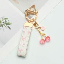 1 件优雅花卉印花 PU 皮革钥匙扣，带防锈锌合金环和装饰字母饰物 - 时尚女士配饰，适用于汽车钥匙、房屋钥匙和礼物、汽车钥匙链、时尚钥匙扣、耐用钥匙扣 - 彩色 - 查看 23