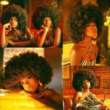 Afro Wigs For Women 10 Inch Afro Curly Wig 70s Wig Large Bouncy And Soft Natural Looking Full Puff Wigs For Party Cosplay Afro Wig (Black) - Black - View 4