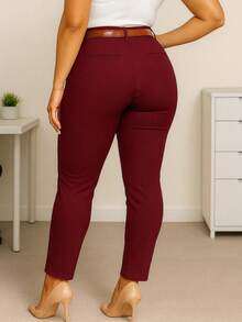 Women Pants - Burgundy - View 2