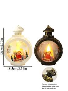 Conjunto de 2 Mini Lanternas de Natal Portáteis para Pendurar, Lanternas de LED Portáteis para Velas, Luminárias de Natal Vintage Pequenas para Decoração Noturna, Presente Brilhante, Luz de Vela Impressa para Janela, Lindos Acessórios de Iluminação para o Natal, Decoração Festiva para Festas, Decoração de Casa, Decoração de Quarto, Decoração de Jardim, Decoração de Fadas para Festas, Decoração de Festivais, Decoração de Natal, Decoração de Ação de Graças, Decoração de Casamento, Decoração de Outono, Decoração de Inverno
