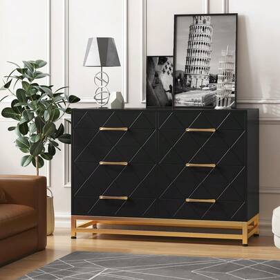 Dragonpad 6 Drawer Dresser For Bedroom, 39.3inch Closet Tall Chest With Soft-Close Glides, Anti-Tip Kit, Metal Legs, Space Saving Storage Organizer​