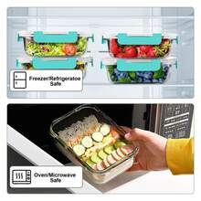 Glass Meal Prep Containers 22OZ - 10 Pack Airtight Food Storage -Lunch Containers For Microwave, Freezer, Dishwasher - Leakproof Lids - 如圖/L - 查看 3