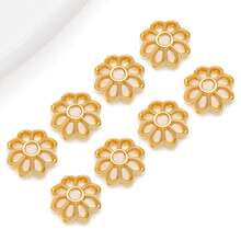 10/50 件真 18K 镀金花丝金色花形珠子端盖 漂亮花丝金色珠子端盖 适用于工艺品 DIY 珠宝制作用品 - 金色 - 查看 14