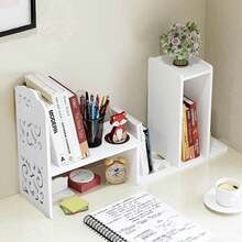 Corner Desk Organizer, Equipped With An Adjustable Study Bookshelf For Books, Documents And Office Supplies. Space-Saving Multi-Functional Storage Rack, Nail Board Design, Expandable Width, Durable Metal Frame - A - View 4