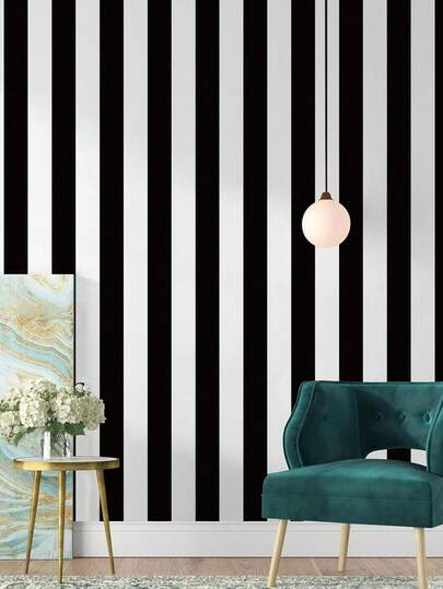 1m/3m/5m Zwart Wit Stripe Wallpaper Self Adhesive Contact Paper Home Cabinets, Desks, Chairs Room Backgrounds, Renovation Stickers Peel Wand Panels, Paper, Wallpapers, ation Items Refresh Your Home, Festival Birthday Graduation view 5