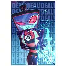 [2D Flat] 1pc Frameless Canvas Wall Art, Vox Animated Poster, 12x18 Inches - Vibrant Animated Character Design With Bold Typography, Living Room, Bedroom, Office, Cafe Decor - Unique - 彩色 - 查看 1