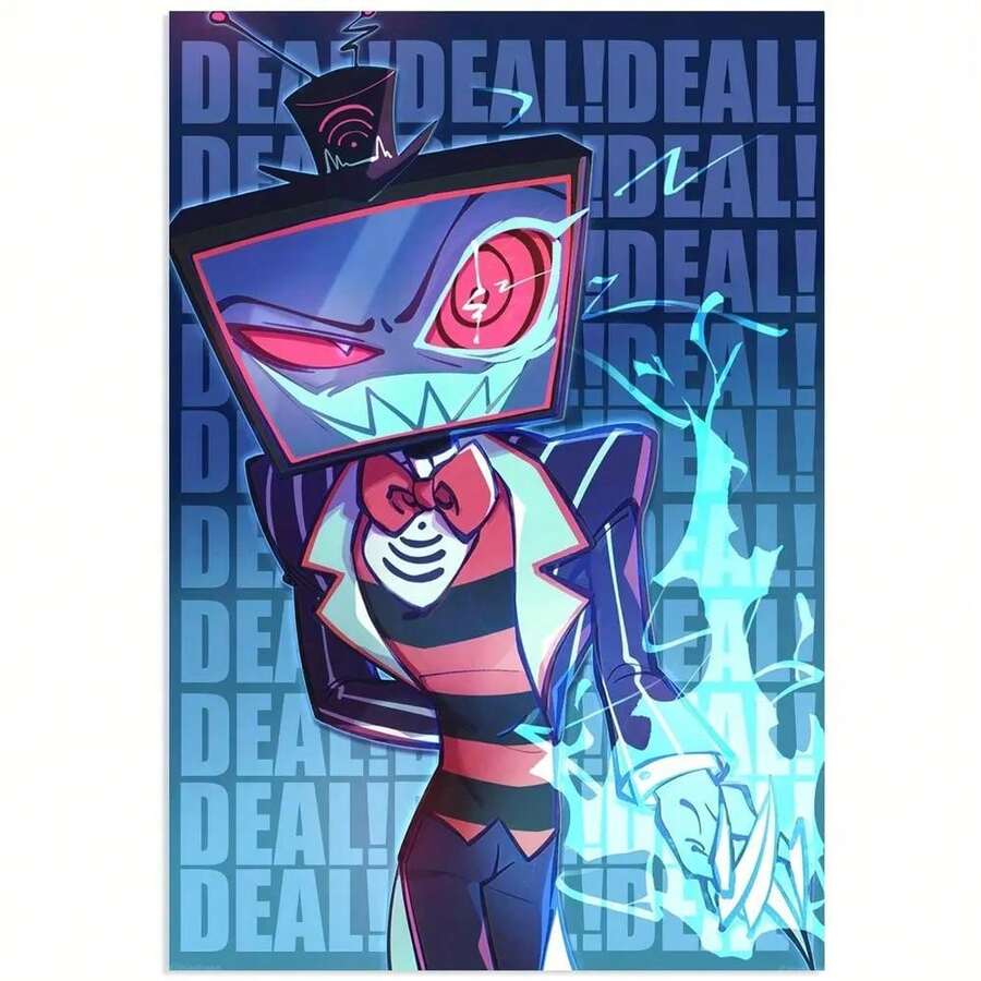 [2D Flat] 1pc Frameless Canvas Wall Art, Vox Animated Poster, 12x18 Inches - Vibrant Animated Character Design With Bold Typography, Living Room, Bedroom, Office, Cafe Decor - Unique - 彩色 - 查看 1