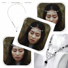 Gothic Head Chain Crystal Pendant Headpieces  Halloween Hair Pieces Jewelry Boho Hairband For Women And Girls Black