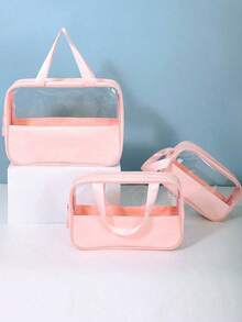 Transparent PVC Toiletry Bag,Large Capacity Makeup Bag, Multi-Functional PVC Toiletry Bag,Waterproof Travel Organizer Bag ,Travel Essential,Holiday Essentials For Winter And Fall For Vacation,For Cosmetics, Skincare, Makeup Brushes, Perfume, Suitable For Beach, School, Bathroom, Holidays, Mother's Day, Christmas, Gift For Mom Wash Bag For Travel For Bathroom For Women