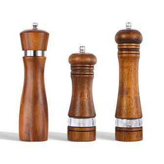 1 件木制胡椒研磨器套装 - 可调节香料研磨器 - 可调节厚度的手动盐和香料研磨器，耐用的非电动木制香料研磨器，用于烧烤、野餐、露营的厨房工具，以及宿舍必备配件