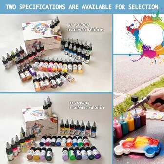 45 Colors/33 Colors + 3 Thinners, Water-Based Acrylic Spray Paint Set, Ready To Use, 10ml/Bottle, Professional Art Suitable