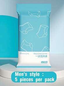 5pcs/Pack Disposable Men's Underwear, Convenient For Travel And Activities, Seamless Briefs
