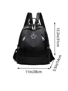 Rucsac de damă cu umăr dublu pentru bărbați și femei, cu logo-ul stelei în cinci colțuri, culoare uni, rucsac la modă cu umăr dublu