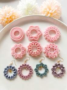 Mandala Flower Wreath Series Polymer Clay Cutter, Clay Cutting Mold, DIY Earring Jewelry Making Handmade Tools, Soft Clay Tool Set, Decorative Jewelry Maker And Craftsperson - Perfect Gift For DIY Enthusiasts - Mandala Wreath Series - View 7