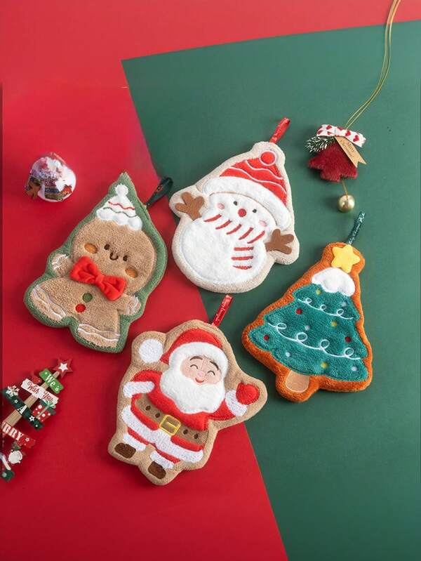 منشفة يد من البوليستر مريحة بمنديل صغير معلق، منشفة يد بشكل بابا نويل وجرس زنجبيل ورجل ثلج وغزال عيد الميلاد، هدية منزلية جميلة لعيد الميلاد، منشفة مطبخ وحمام عيد الميلاد، هدية عيد الميلاد مضحكة، اكسسوارات ديكور حمام عيد الميلاد، ديكور شتوي دافئ