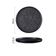 1pc Black Textured Round Steak Plate, With Embossed Hammered Pattern Design, Matte Finish Surface Creates Stable And Artistic Atmosphere, Suitable For Serving Exquisite Dishes Like Steak - Multicolor - View 12