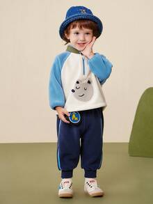 mini bala Kids Anti-Static Fleece Two Pieces Set Soft Cozy Warm Long Sleeve Top And Pants