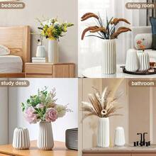 White Ceramic Vase Set Of 3 Boho For Modern Home DecorNordic Minimalism Decor Office Entryway Living Room Centerpiece Table Decorations Vases - White3Set - View 3
