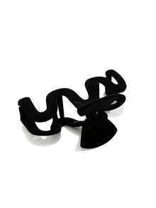 1pc Women's Solid Color Autumn/Winter Flocked Bow Tie Ribbon Flocked Hollow Big Hair Clip, Elegant Sweet Fashion Campus Matching, Suitable For Party, Ball, Daily Matching Claw Clips Winter Hair Accessories Winter Hair Clutch - Black - View 4