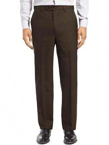 Men's Cozy Expandable Waist Dress Pants| Stretch Weave Work-To-Weekend Pants - Brown - View 9