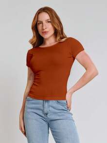 Kit 3 / Kit 2 Backless Blouses With Open Back And Lined Bust - 赤陶和黑色 - 查看 3