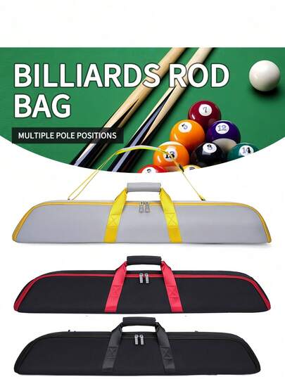 Lightweight Oxford Canvas Billiard Cue Bag - 1/2 Cue, 7-Pocket Design, Red And Black, Leisure Sports Cue Box For Students And Professionals