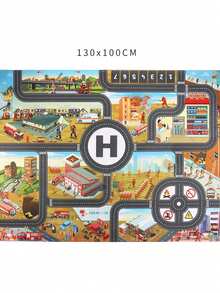 1pc Large Non-Woven City Traffic Game Mat, Waterproof & Moisture-Proof, Interactive Road Map, Suitable For Children's Toy Cars, Room Decor, Educational Tool, Christmas Gift (Accessories Random)