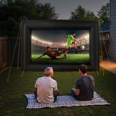14 Ft Inflatable Movie Screen, 600D Washable Inflatable Projection Screen With Portable Storage Bag, Easy Set Up 16:9 Movie Projector For Outdoor Backyard, Home Theater, Theme Party, Pool Fun