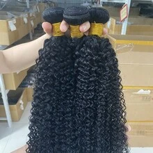 BINF Human Hair Bundles, Fluffy Curly, 1/3/4 Inch Jerry Curl Hair Bundles, Unprocessed, 28/30 Inch Natural Wave Double Layer Human Hair Extensions, Suitable For Girls, Perfect DIY Hairstyle - Natural Black - View 9
