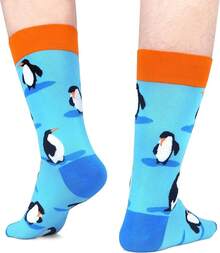 Men's Funny Novelty Crazy Pattern Dress Socks For Gifts - Black/Blue/Green/Multicolor Animal-10m - View 7