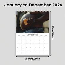1 calendar de perete amuzant 2026, cadou amuzant cu glume, calendar de perete pentru bărbați, 12 ilustrații amuzante cu burtă mare, calendar lunar pentru ameliorarea stresului, decor creativ personalizat pentru birou și casă, potrivit ca și cadou amuzant pentru iubit, soț, tată, Crăciun, Anul Nou - Calendarul Burții de Bere 2026 - Vizualizare 2