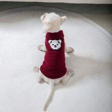 1 buc Haine pentru animale de companie la vânzare transfrontalieră, pulover tricotat pentru ursuleț de pluș, panda, cățeluș, îmbrăcăminte casual pentru animale de companie pentru toamnă/iarnă - roșu - Vizualizare 14