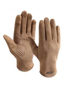 1 Par de Luvas de Inverno, Luvas Térmicas Revestidas de Camurça Quentes para Tela Sensível ao Toque para Homens, Ciclismo ao Ar Livre, Antiderrapante