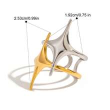 1pc Stainless Steel Ball Adjustable Ring Statement Golden Metal Finger Ring Jewelry Water Resistant Hypoallergenic