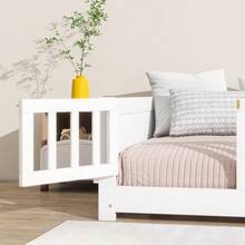 Twin Size Kids Montessori Floor Bed,Twin Floor Bed Frame With Slats And Bookcase,Solid Wood Montessori Bed For Girls Boys - Trắng + Gỗ Cao Su + Đôi-1 - Xem 6
