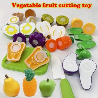 Juguetes de cortar frutas/verduras/pizza/mariscos divertidos y realistas - Berenjena, zanahoria, maíz, huevo - Accesorios de juego de simulación divertidos, juego de fiesta para niños, colores brillantes
