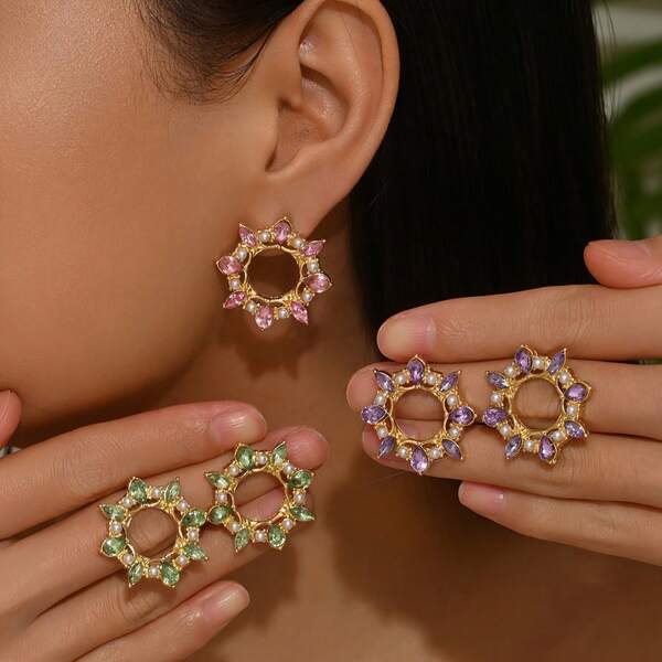 1 par de pendientes de aro minimalistas, pendientes de lujo, pendientes de estilo europeo y americano únicos para mujeres